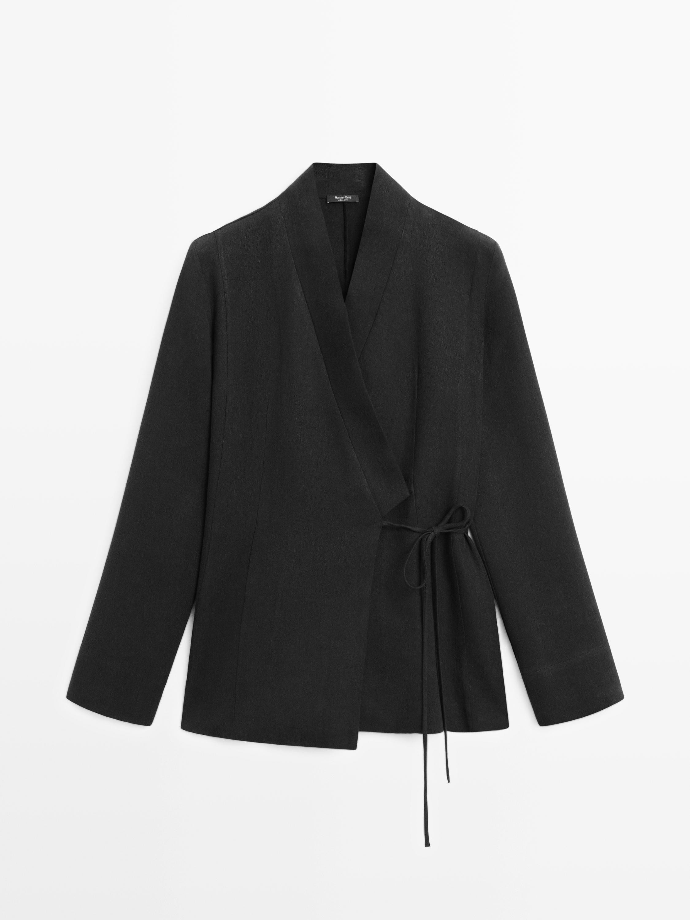 Fitted linen blend kimono | Massimo Dutti UK