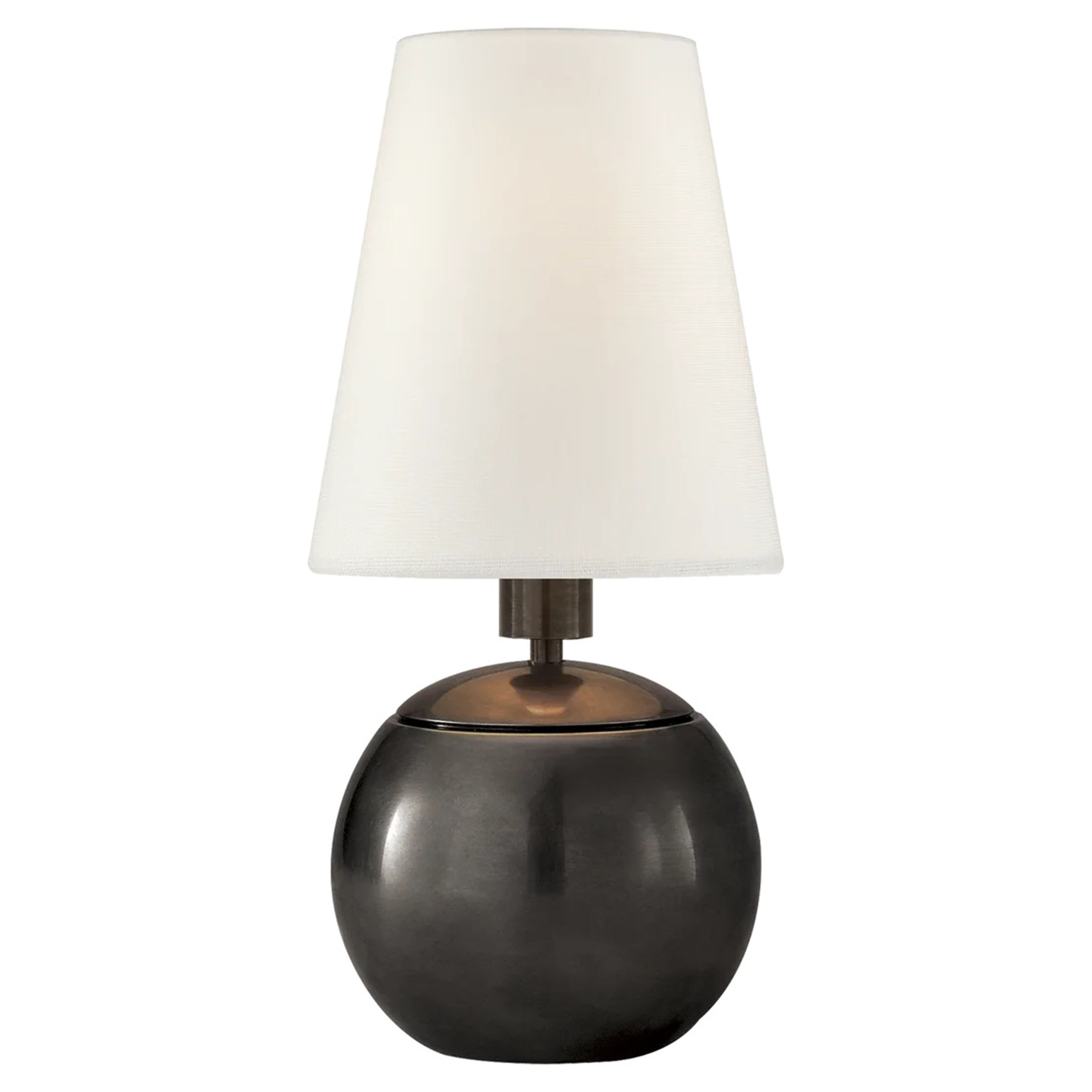 Visual Comfort Terri Bronze Linen Shade Round Table Lamp - Extra Small | Kathy Kuo Home