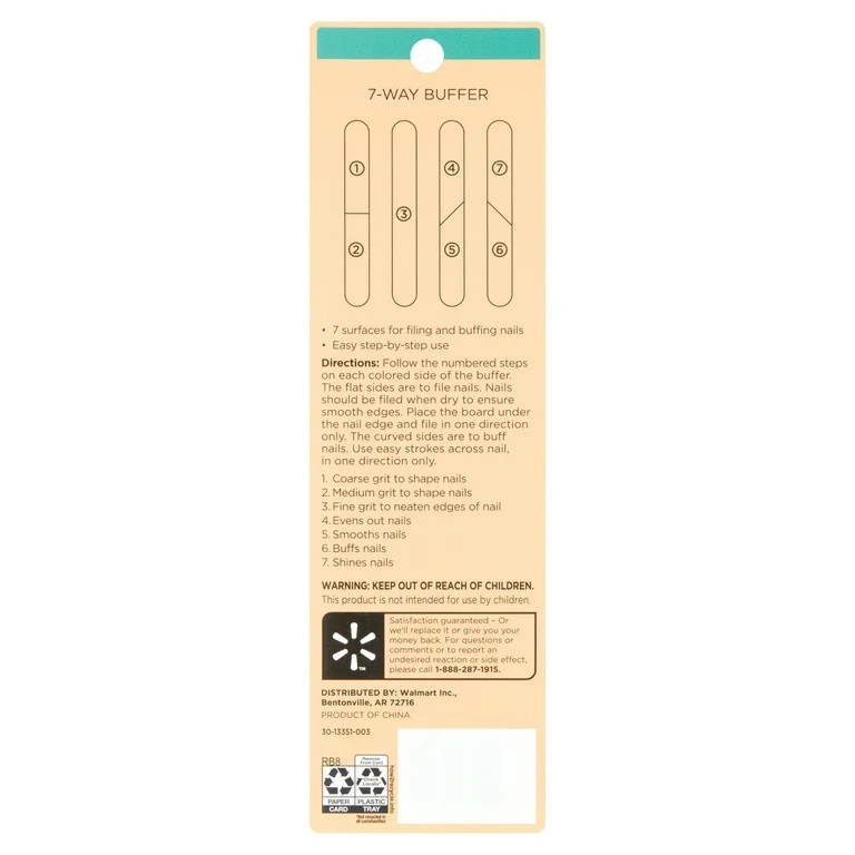 Equate Beauty Fingernail Buffer and File with 7 Surfaces and Steps | Walmart (US)
