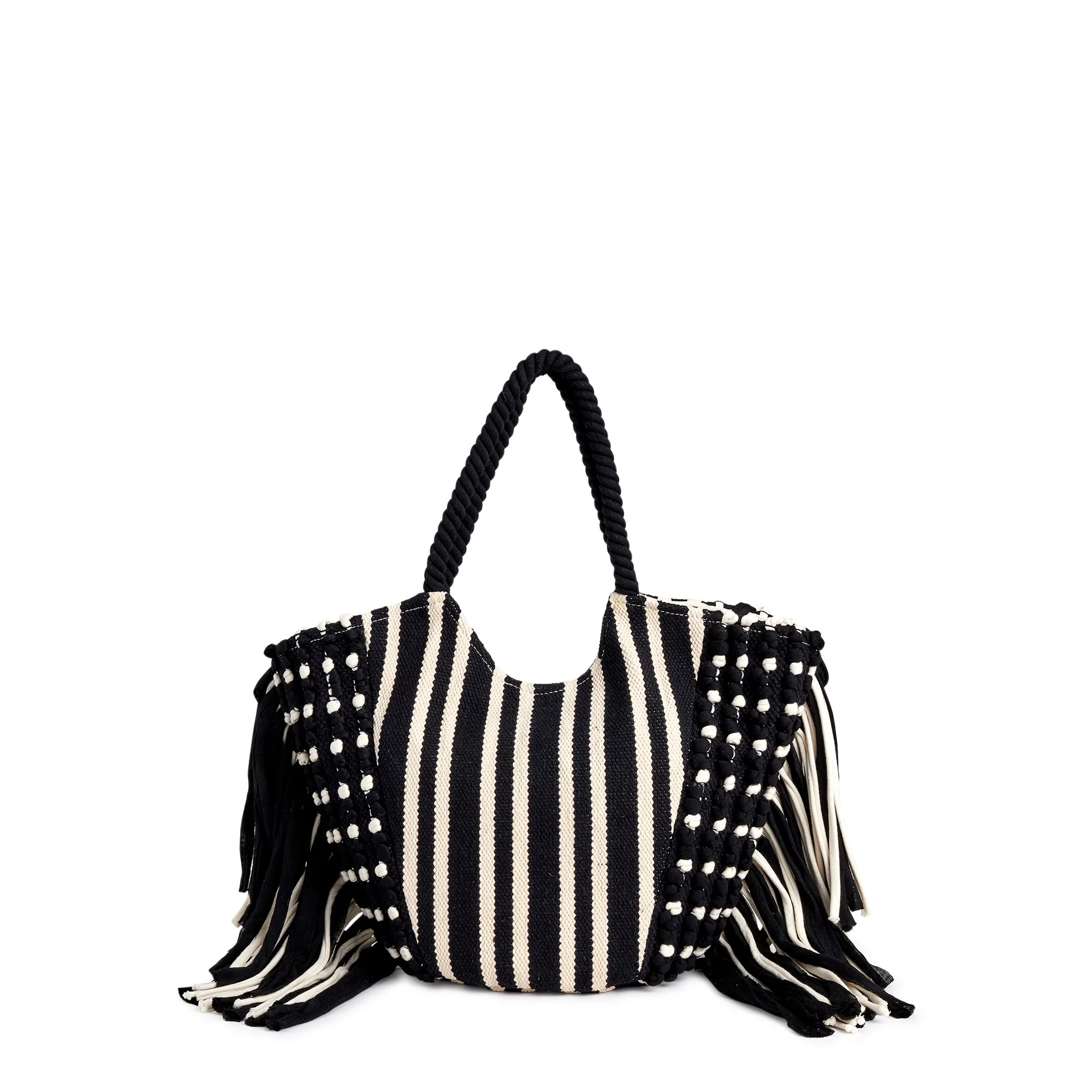Time and Tru Fringe Woven Tote | Walmart (US)