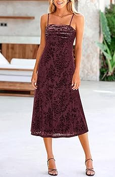 BTFBM Women's Summer Dress Sleeveless Spaghetti Strap Midi Dress Sexy Cowl Neck Floral Cocktail D... | Amazon (US)