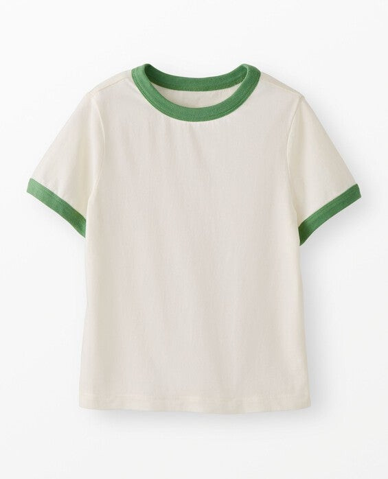 Girls' & Boys' Ecru & Stone Green Classic Fit Ringer T-Shirt - Size Big Kids 12 by Hanna Andersson | Hanna Andersson