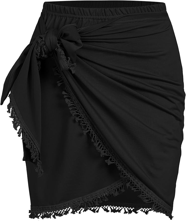 ZAFUL Slit Skirt for Women Boho Print Tie Side Wrap Tassel Casual Beach Mini Skirt | Amazon (US)