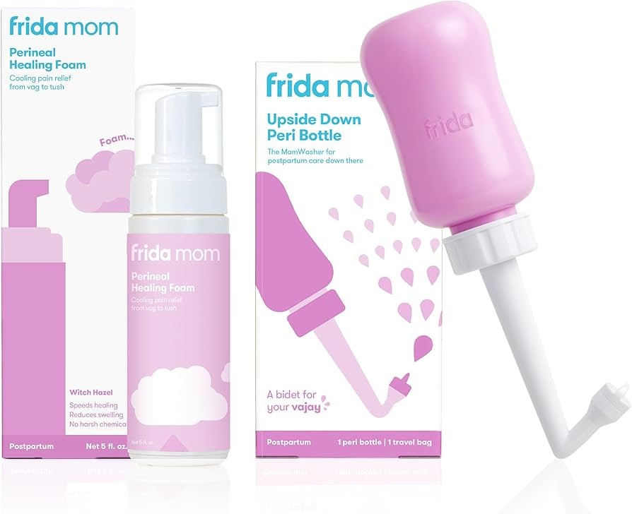 Frida Mom Upside Down Peri Bottle + Perineal Medicated Witch Hazel Healing Foam for Postpartum Ca... | Amazon (US)