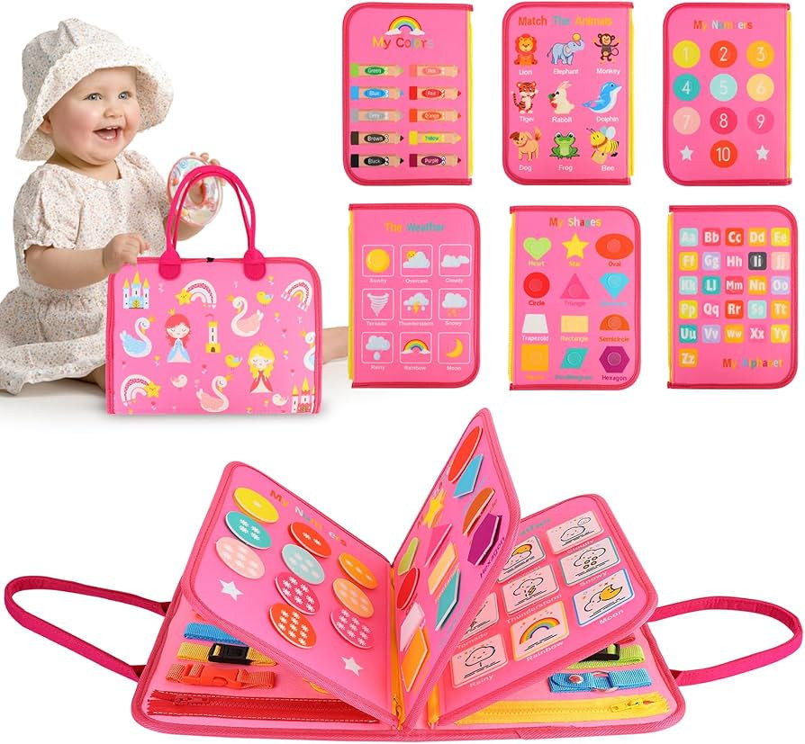 Busy Board for Toddlers Montessori Toys for 2 Years Old Girl Birthday Gift, 7 in 1 Preschool Lear... | Amazon (US)