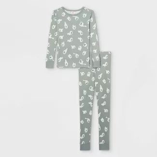 Kids' Halloween Ghost Print Matching Family Pajama Set - Gray | Target
