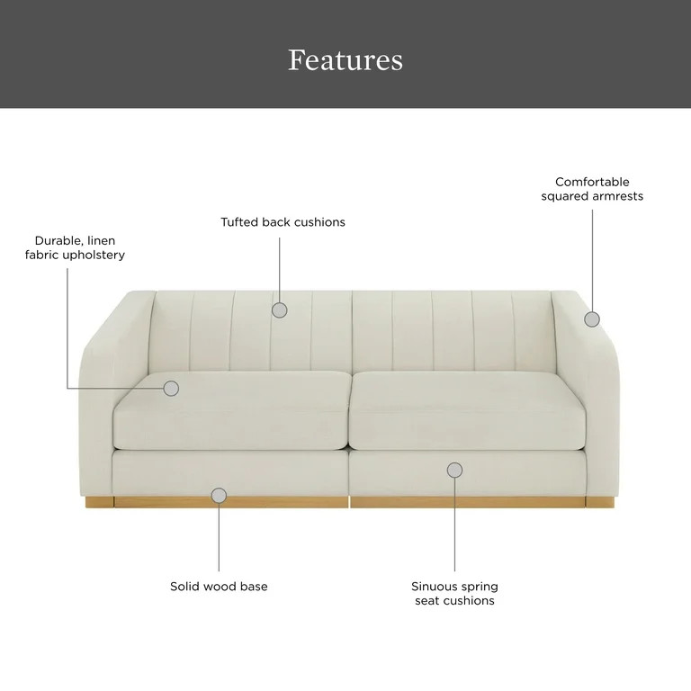 Better Homes & Gardens Lillian Channel Tufted Sofa 83.5" Cream Linen | Walmart (US)