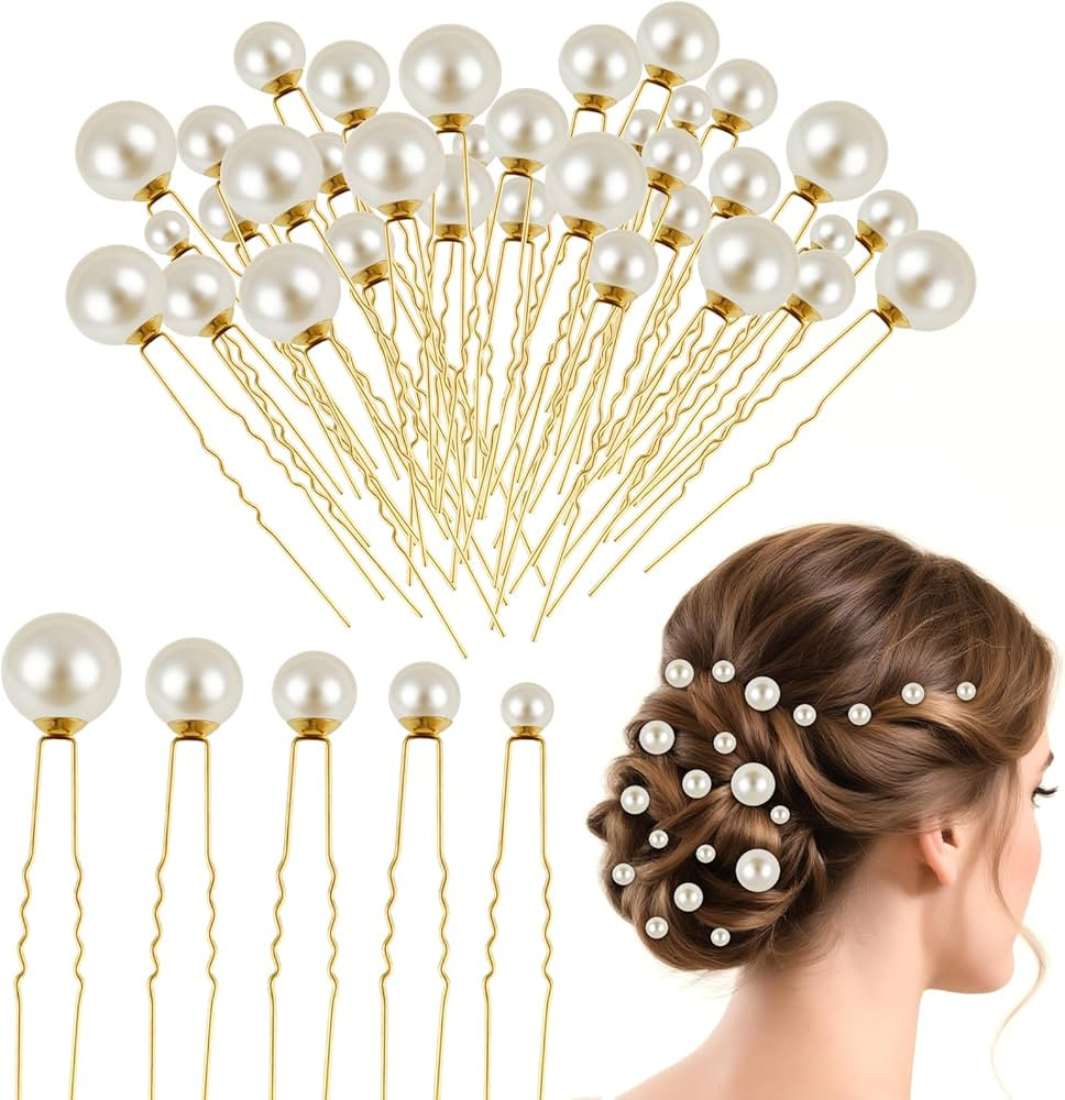 NEBURORA 36 Pcs Wedding Pearl Hair Pins U Shape Pearl Hair Accessory for Brides Bridesmaids Women... | Amazon (US)