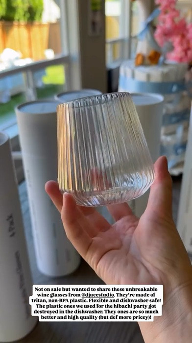 Wanted to share these unbreakable wine glasses from @djucestudio They're made of tritan, non-BPA plastic. Flexible and dishwasher safe!
The plastic ones we used for the hibachi party got destroyed in the dishwasher. These are so much better and high quality (but def more pricey)!

#LTKsummer #LTKhome