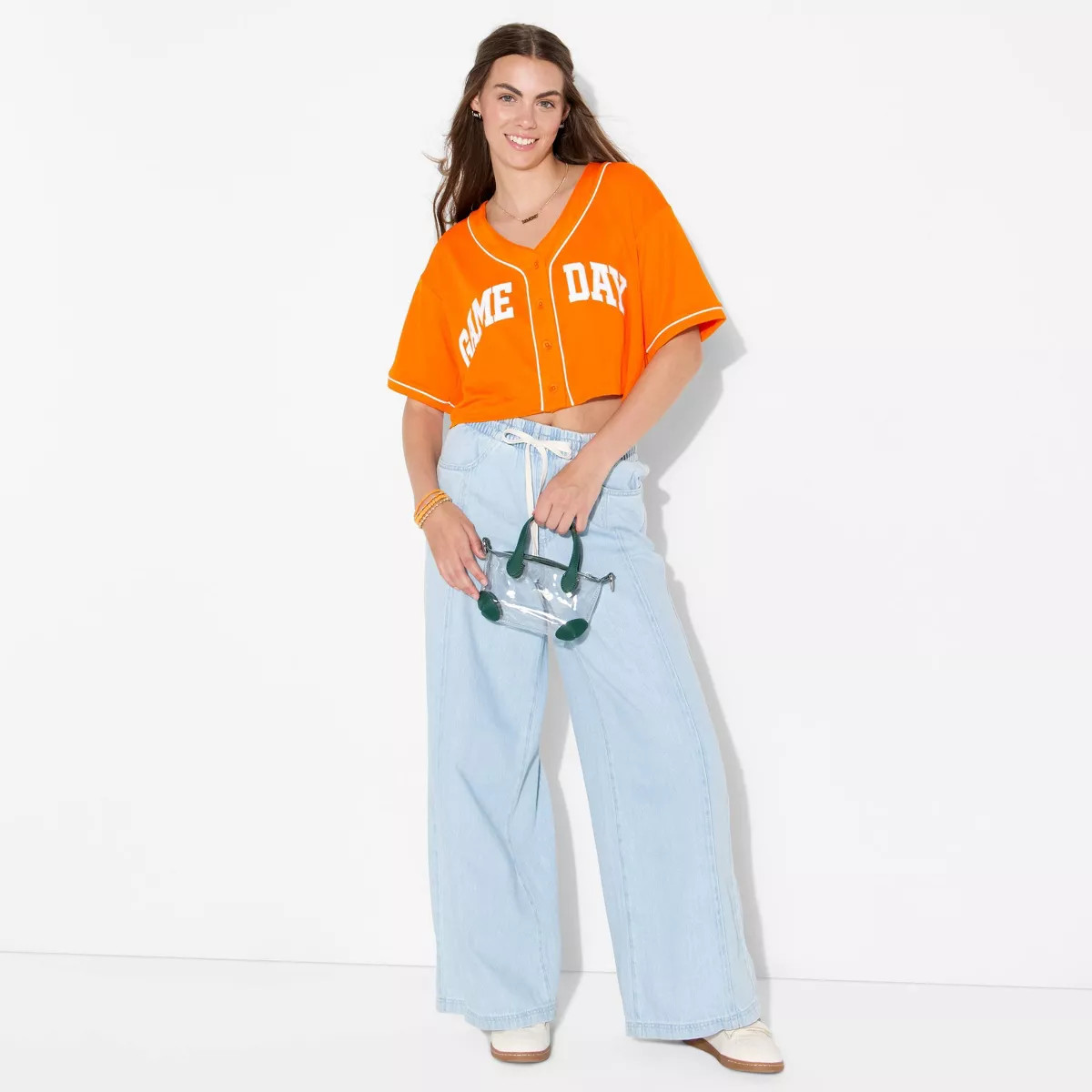 Women's Game Day Cropped Elbow Sleeve V-Neck Athletic Jersey - Wild Fable™ | Target