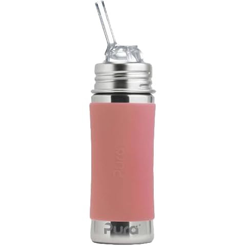 Pura Kiki 9oz/260 ml Stainless Steel Insulated Bottle w/Silicone Straw & Sleeve, 100% Plastic-Fre... | Amazon (US)