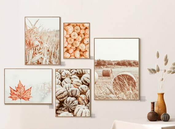 Fall Print Set of 5 Autumn Nature Printable Art Pumpkins - Etsy | Etsy (US)