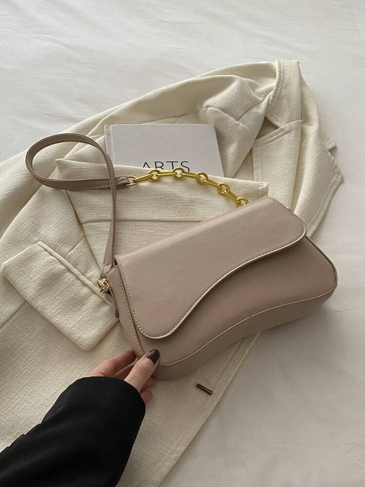 Minimalist Solid Color Shoulder Flap Bag, Classic Textured Crossbody Bag Purse For Women | SHEIN