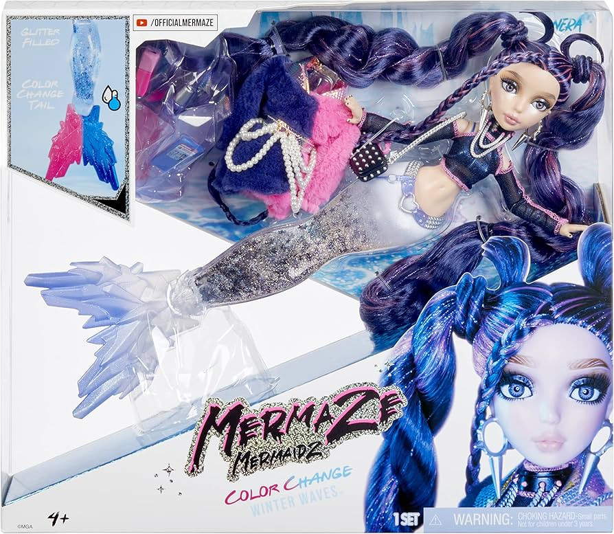 MERMAZE MERMAIDZ™ Winter Waves Nera™ Mermaid Fashion Doll with Color Change Fin, Glitter-Fill... | Amazon (US)