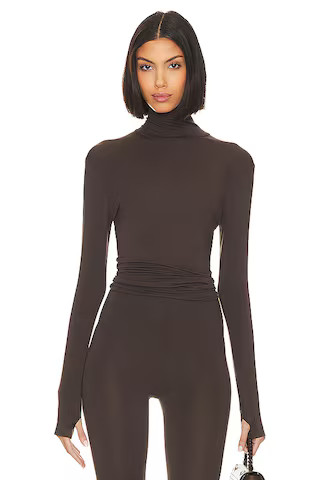 Slim Fit Long Sleeve Turtleneck Top in Black | Revolve Clothing (Global)