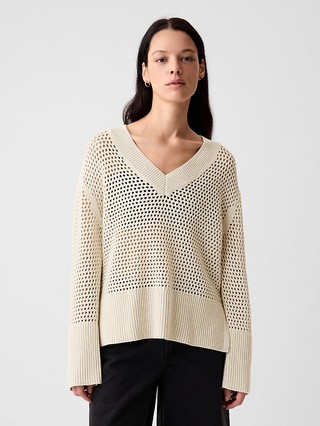 24/7 Split-Hem Crochet Sweater | Gap (US)