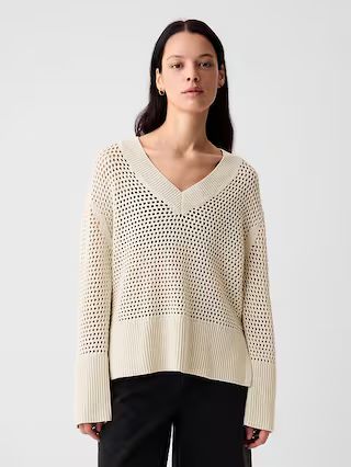 24/7 Split-Hem Crochet Sweater | Gap (US)