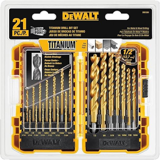 DEWALT Titanium Drill Bit Set, Pilot Point, 21-Piece (DW1361) | Amazon (US)