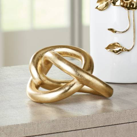 Squiggly II 6 1/2" High Shiny Gold-Leaf Chain Sculpture | Lamps Plus