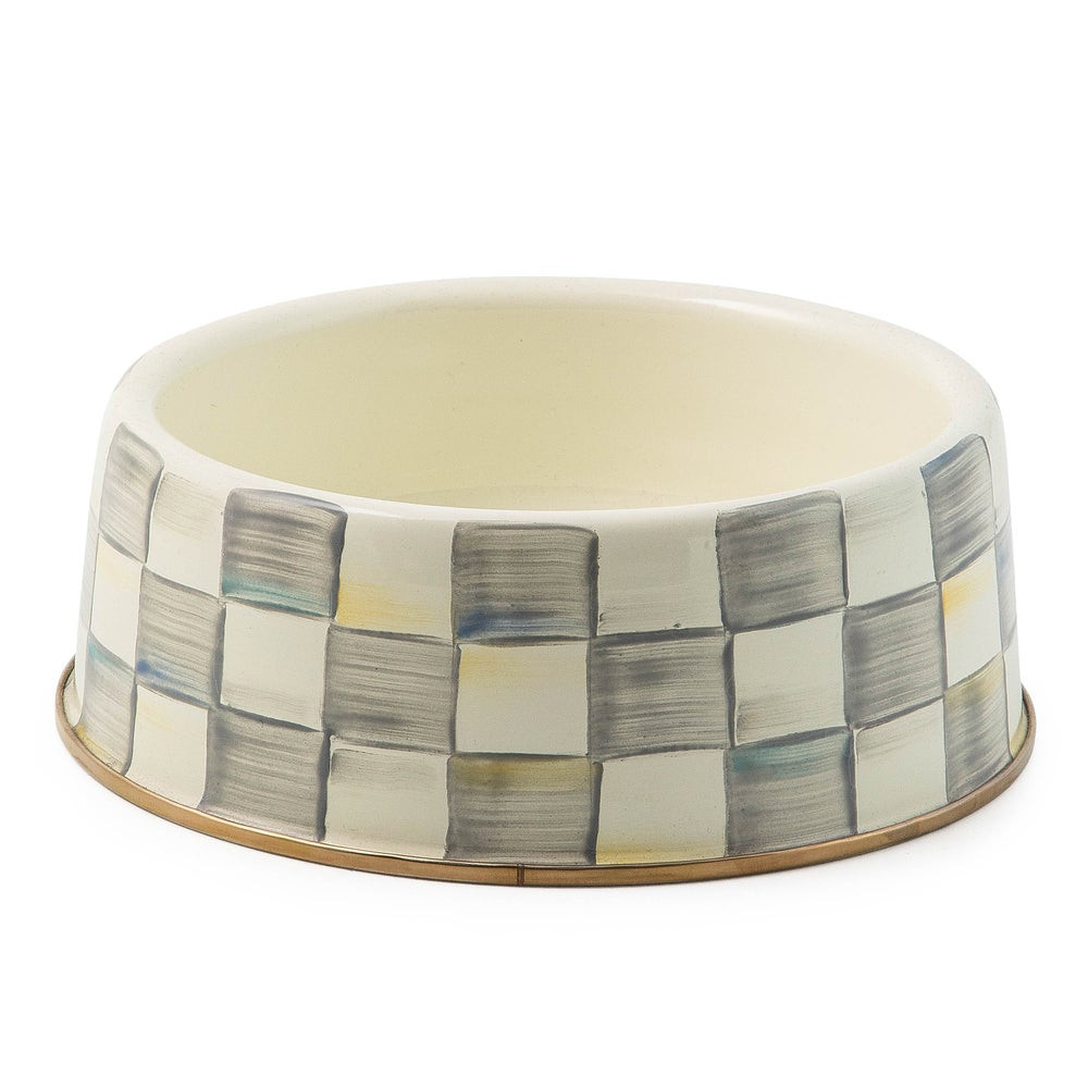 Sterling Check Large Pet Dish | MacKenzie-Childs
