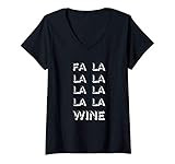 Womens Funny FA LA LA LA Wine Christmas Gift for Women and Men V-Neck T-Shirt | Amazon (US)