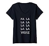 Womens Funny FA LA LA LA Wine Christmas Gift for Women and Men V-Neck T-Shirt | Amazon (US)