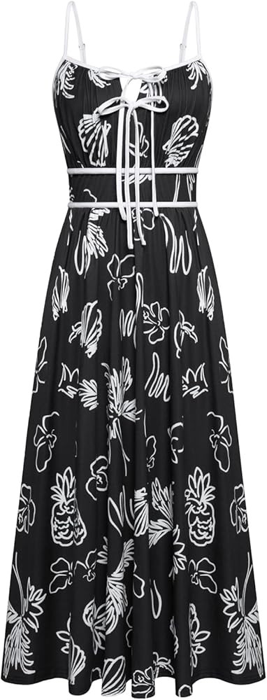GRACE KARIN Women's 2025 Summer Casual Floral Boho Dress Spaghetti Strap Flowy Beach Maxi Dresses | Amazon (US)