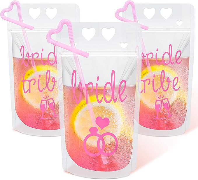 20 Pcs Bachelorette Party Cups Plastic Drink Pouches Clear Zipper Bags with Bachelorette Straws, ... | Amazon (US)