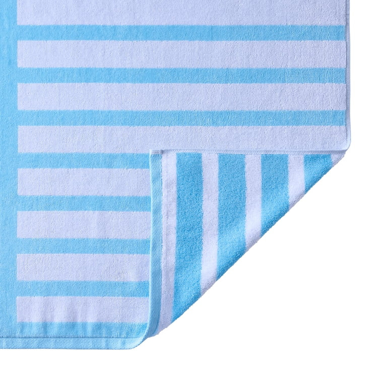 Better Homes & Gardens 2 Pack Cotton Blend Beach Towels, 72 x 38 in, Light Blue Rope | Walmart (US)