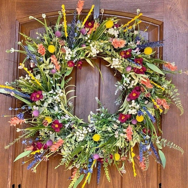 Decor Wreath,17.7" Texas Wildflower Wreath,Beautiful Artificial Spring and Summer Wreath Front Do... | Walmart (US)
