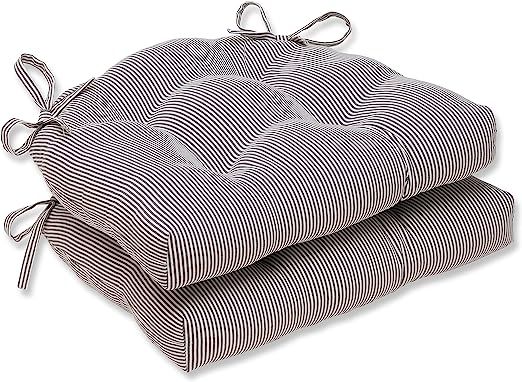 Pillow Perfect Oxford Charcoal Reversible Chair Pad (Set of 2),Grey | Amazon (US)