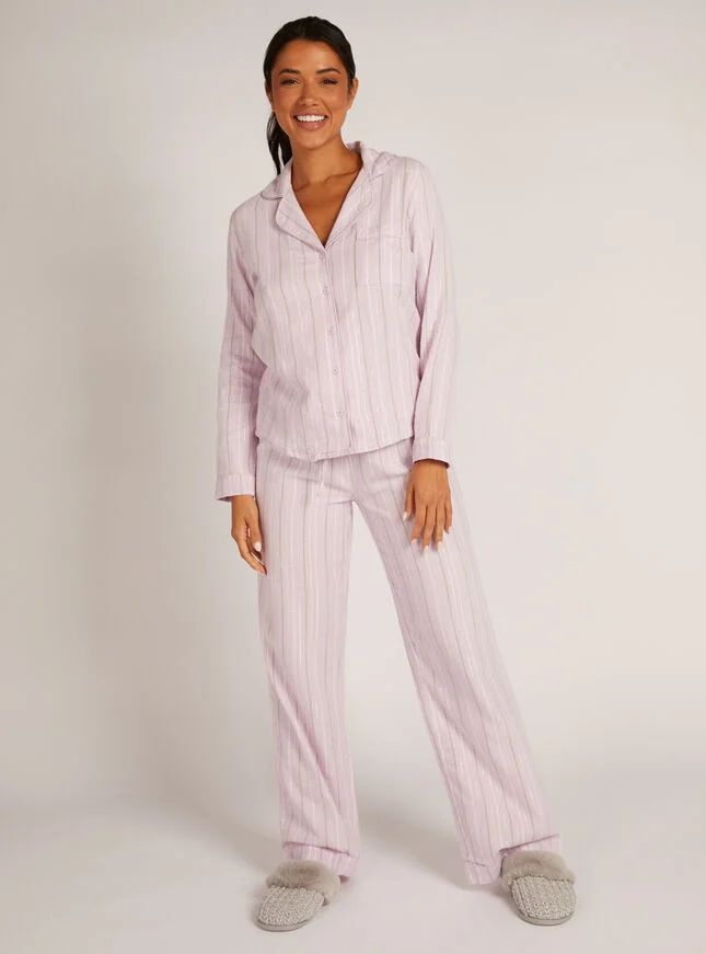 Stripe cotton pyjamas in a bag - Lilac | Boux Avenue (UK)