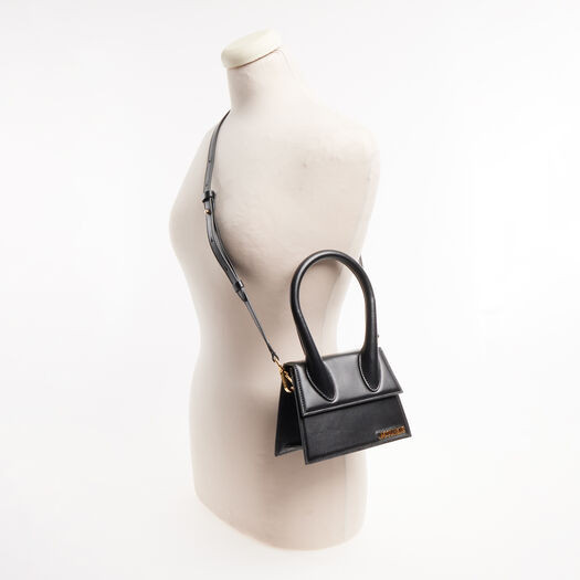 Black Leather Midi Grab Bag | TK Maxx