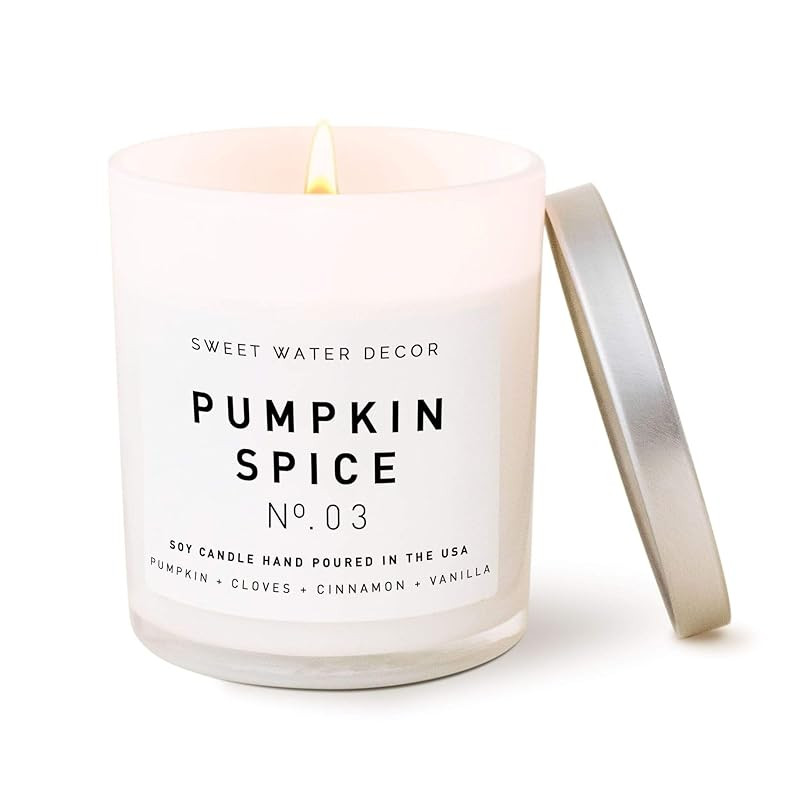 Sweet Water Decor Pumpkin Candle | Autumn, Vanilla, and Buttercream, Fall Scented Soy Wax Candle ... | Amazon (US)