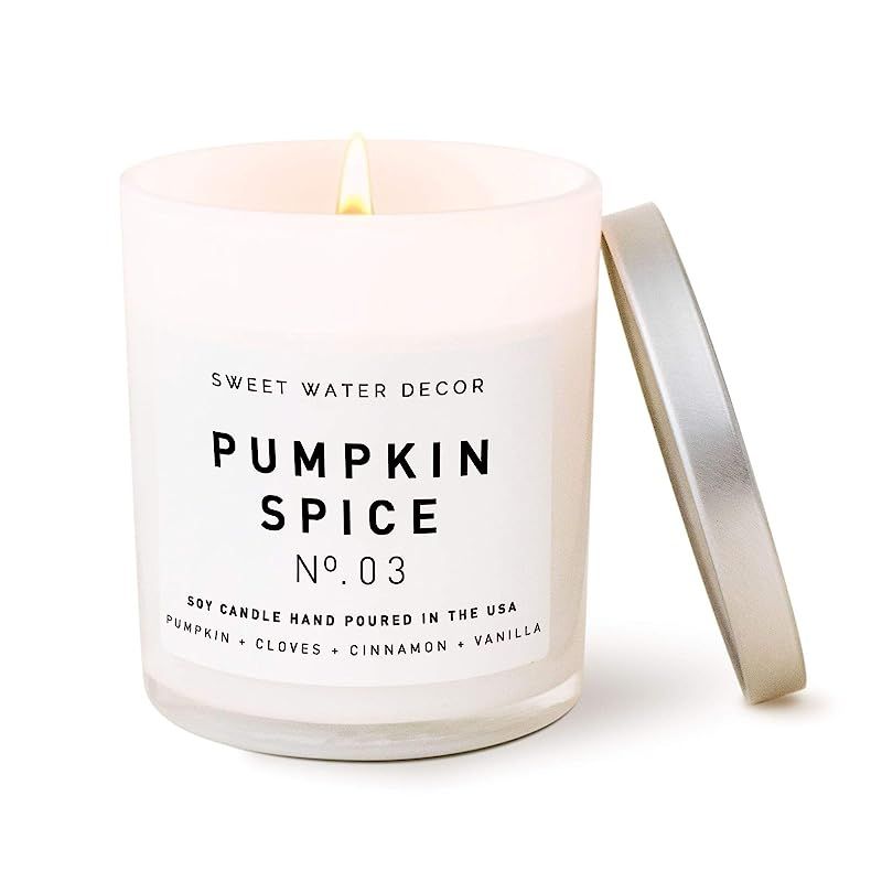 Sweet Water Decor Pumpkin Candle | Autumn, Vanilla, and Buttercream, Fall Scented Soy Wax Candle ... | Amazon (US)