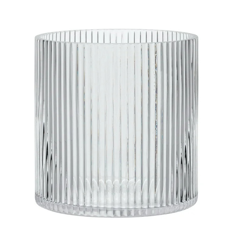 Better Homes & Gardens Clear Glass Ribbed Hurricane Candleholder, 5", Medium | Walmart (US)