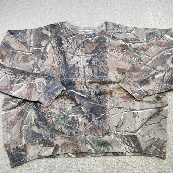 Vintage Camo Sweatshirt Men XXL Real Tree Y2K Crewneck Hunting Boxy Camouflage | Poshmark