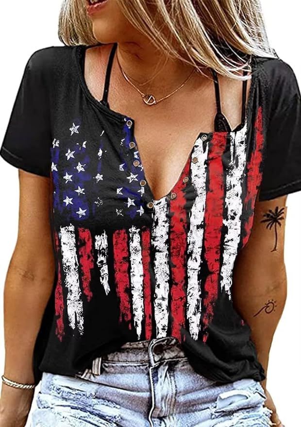 We The People 1776 T Shirt American Flag Patriotic Tee Tops for Women 4th of July Short Sleeve Ca... | Amazon (US)