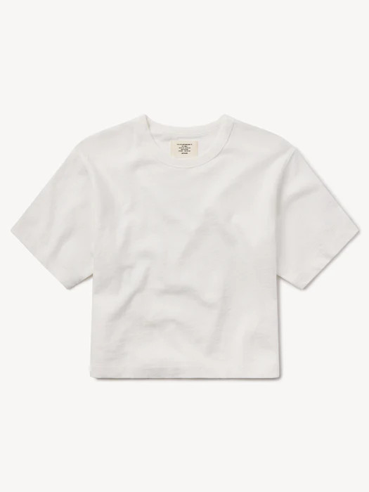 White Field-Spec Boyfriend Crop Tee - Buck Mason- Modern American Classics | Buck Mason