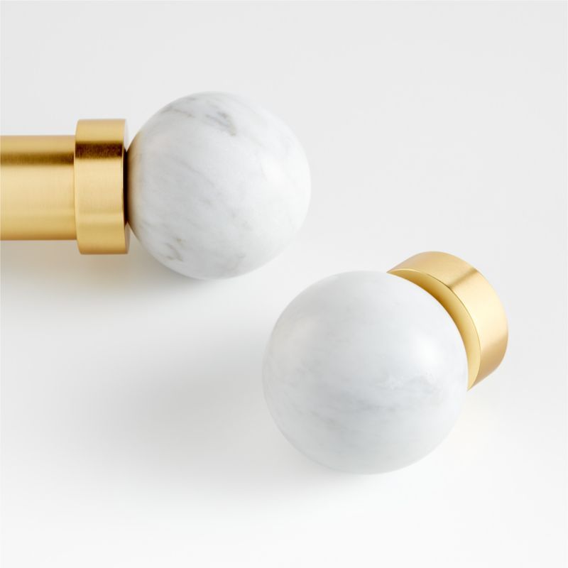 Large Marble and Brass Round Curtain End Cap Finials, Set of 2 | Crate & Barrel | Crate & Barrel