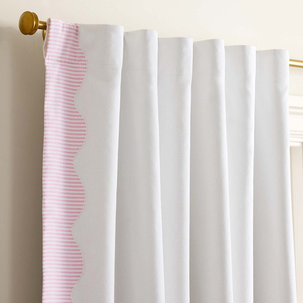Striped Scallop Blackout Curtain, 84"", Pink | Pottery Barn Teen