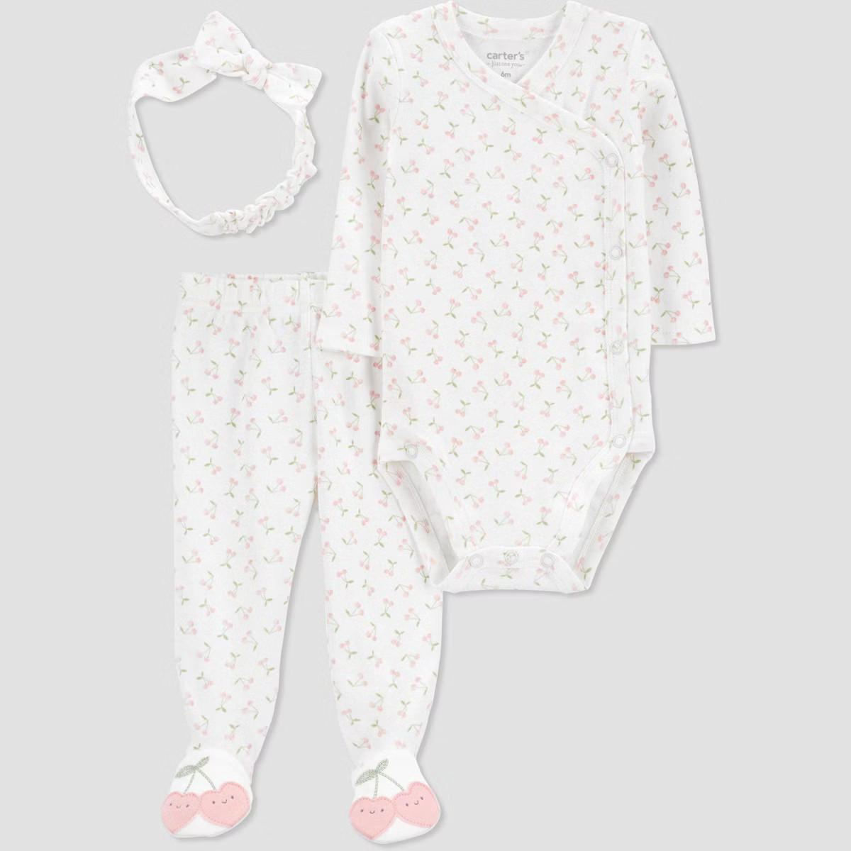 Carter's Just One You® Baby Girls' 3pc Footed Headband Top & Bottom Set - Pink | Target