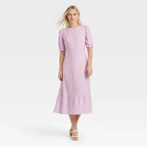 Women's Bishop Elbow Sleeve Tie-Back Dress - Who What Wear™ | Target