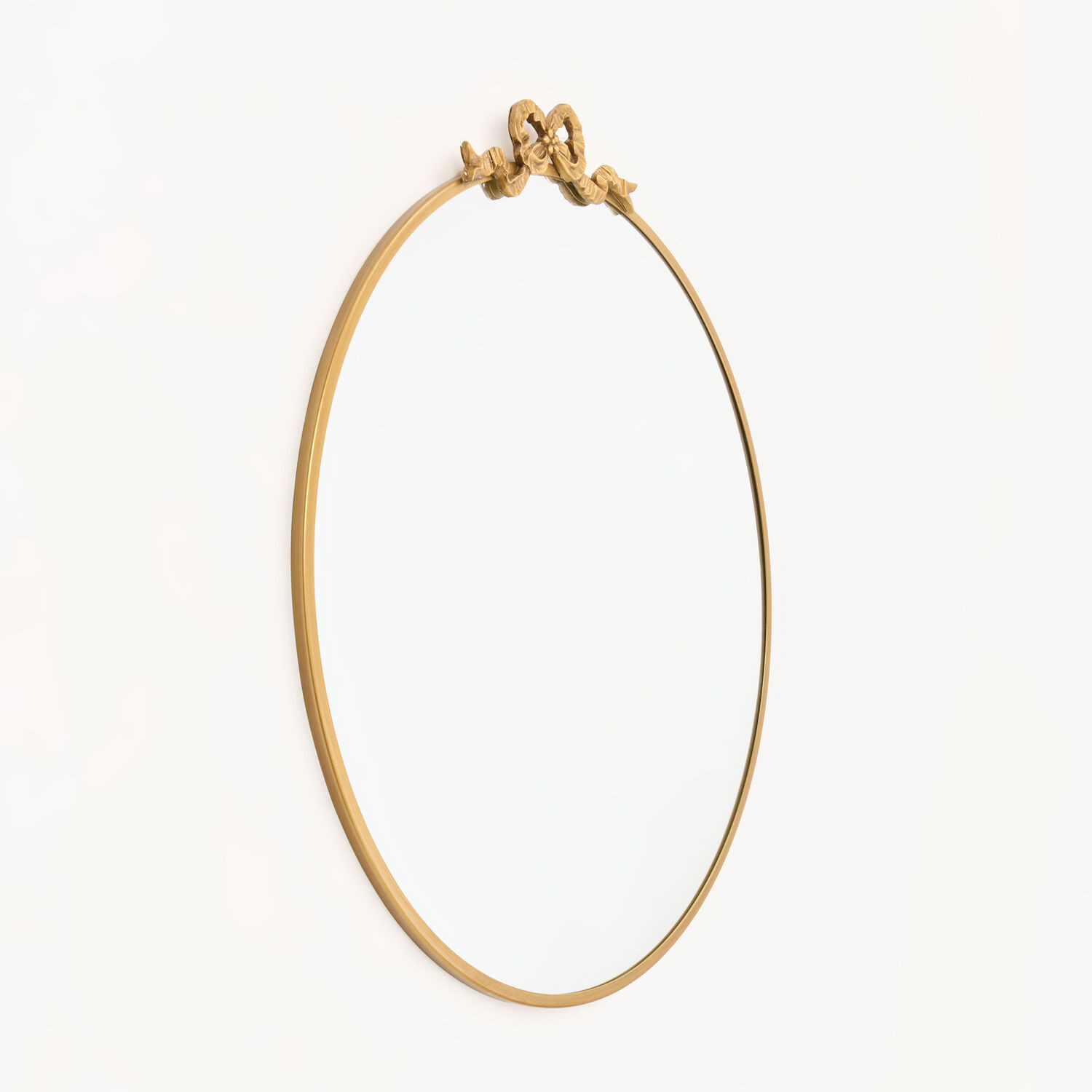 Gold Tone Bow Top Circular Mirror 66x66cm | TK Maxx