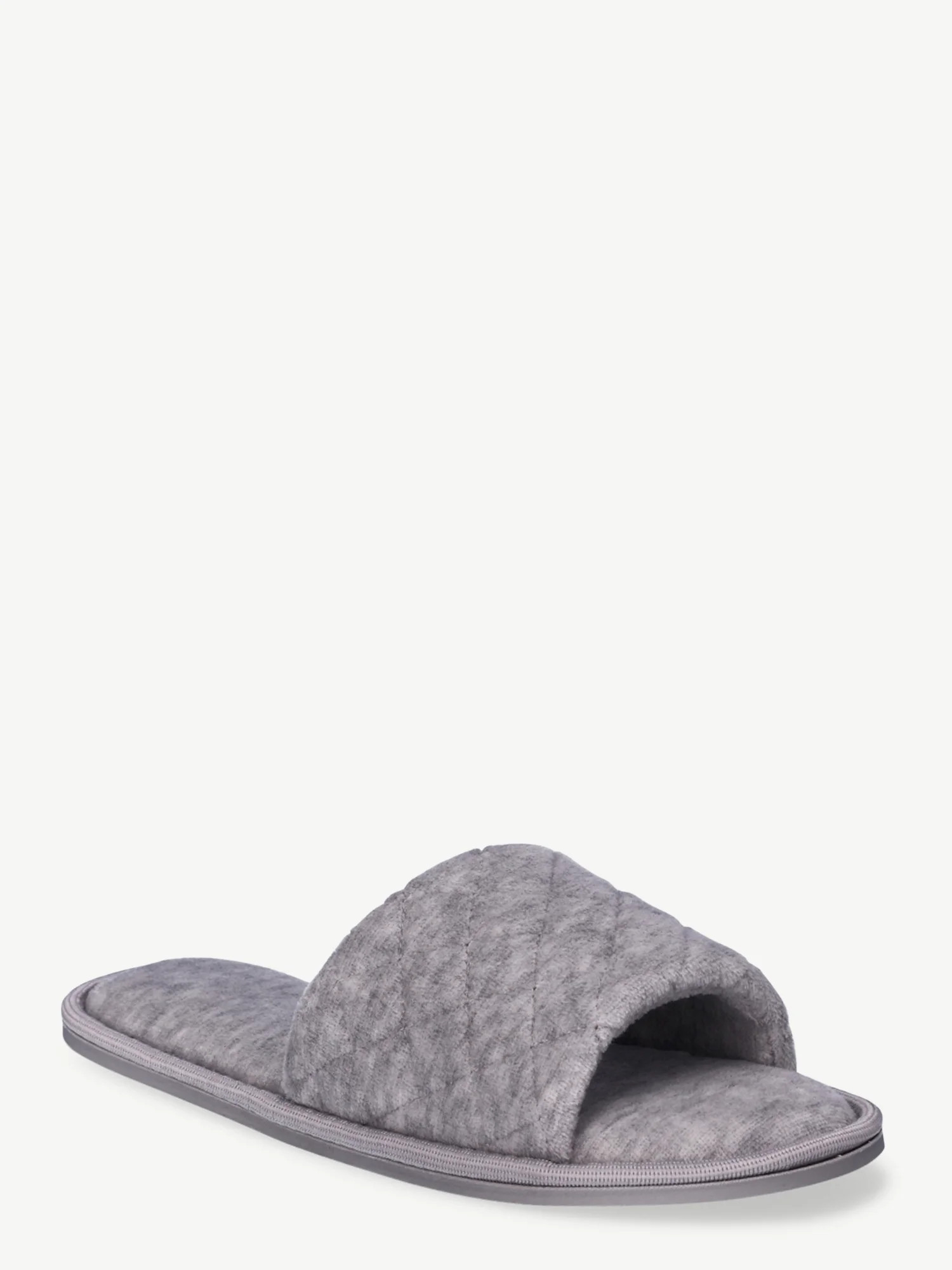 Joyspun Women's Quilted Velvet Single Band Slide Slippers | Walmart (US)