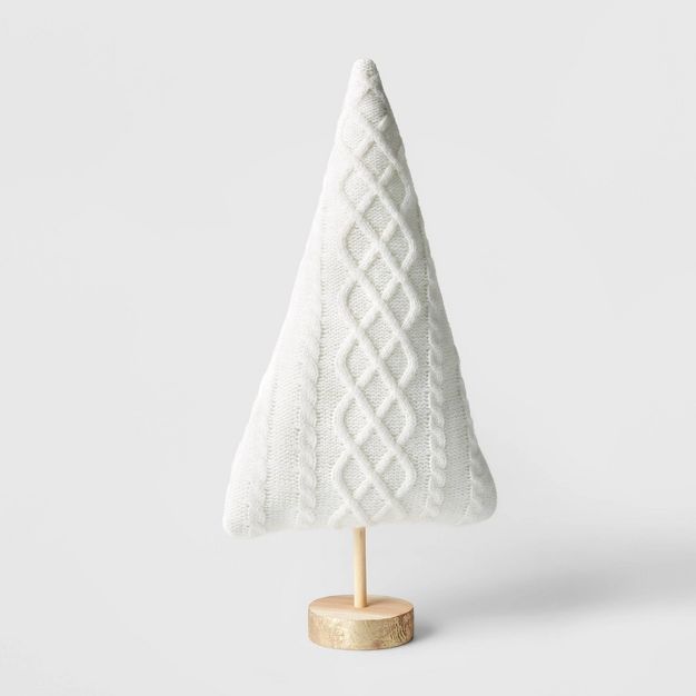 15&#34; Decorative Knit Tree with Wood Base White - Wondershop&#8482; | Target
