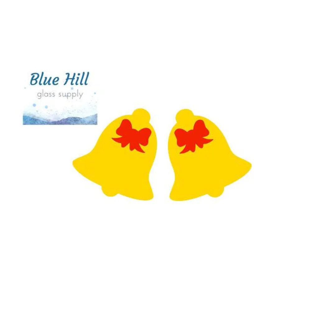 Christmas Bells and Bow 2 Pack Precut Glass Shape - Ornaments - Fusible 90 and 96 COE - for Glass... | Etsy (US)