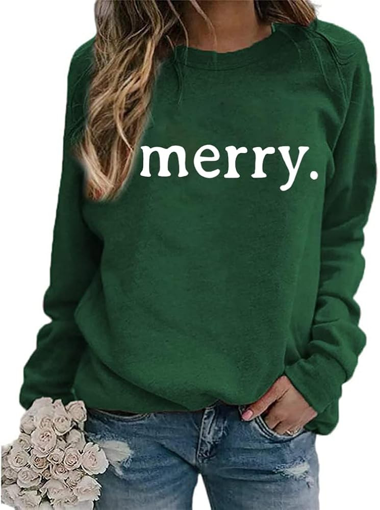 Ykomow Snowman Wine Cheers Sweatshirts Women Long Sleeve Christmas Graphic Tees Funny Xmas Tops | Amazon (US)