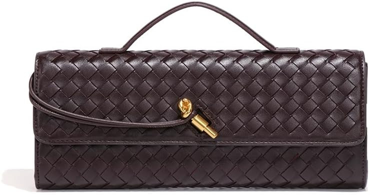Women's for Woven Evening Bags Vegan Leather Clutch Handbags, Trendy Crossbody Bag Clutch Purses | Amazon (US)