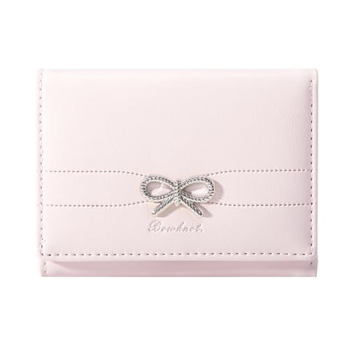 Sunwel Fashion Wallets Girls Cute Coquette Bow Small Wallet Aesthetic Card Holder ID Window Purse for Women (SILVER BOW PINK) | Amazon (US)